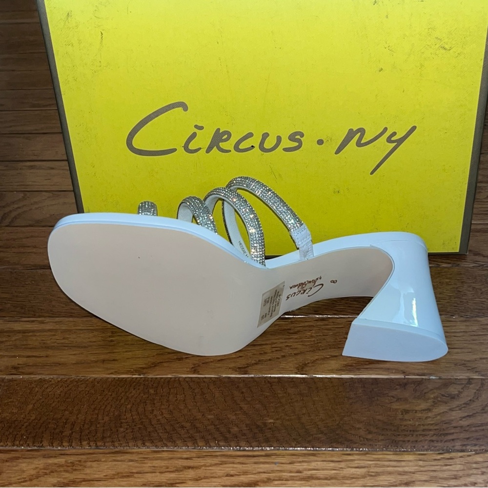 Circus NY by Sam Edelman Heddie Sandals Bright White With Rhinestones Women’s 8 - Picture 8 of 10